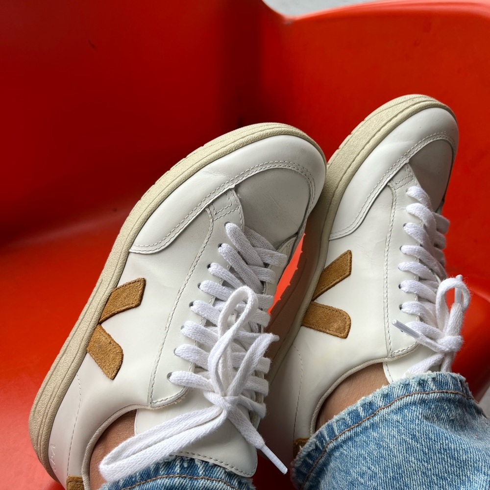 Veja White and Brown Casual Sneakers